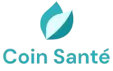 logo avec deux feuilles avec écrit dessous "coin santé"